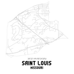 Saint Louis Missouri. US street map with black and white lines.