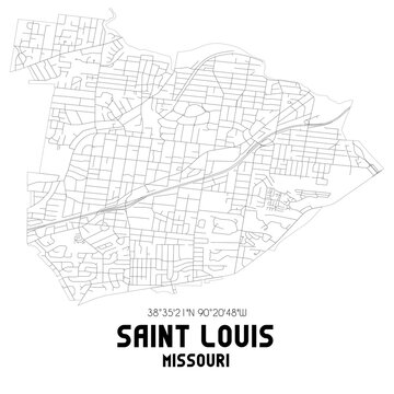 Saint Louis Missouri. US street map with black and white lines.