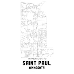 Fototapeta na wymiar Saint Paul Minnesota. US street map with black and white lines.