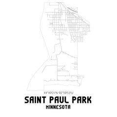 Saint Paul Park Minnesota. US street map with black and white lines.