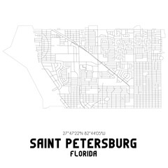 Saint Petersburg Florida. US street map with black and white lines.