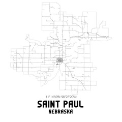 Saint Paul Nebraska. US street map with black and white lines.