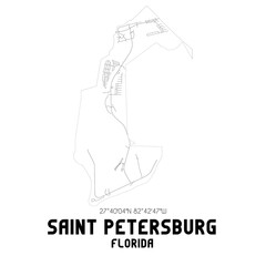 Saint Petersburg Florida. US street map with black and white lines.