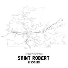 Saint Robert Missouri. US street map with black and white lines.