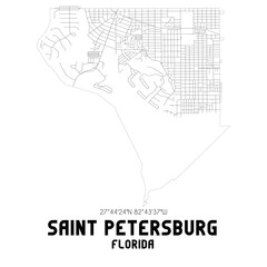 Saint Petersburg Florida. US street map with black and white lines.