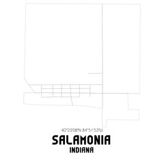 Salamonia Indiana. US street map with black and white lines.