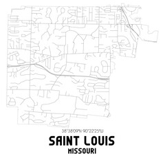 Saint Louis Missouri. US street map with black and white lines.