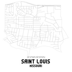 Saint Louis Missouri. US street map with black and white lines.