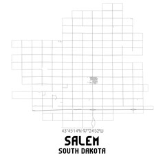 Salem South Dakota. US street map with black and white lines.