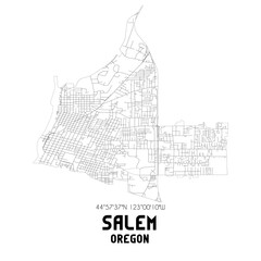 Salem Oregon. US street map with black and white lines.