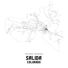 Salida Colorado. US street map with black and white lines.