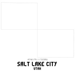 Salt Lake City Utah. US street map with black and white lines.