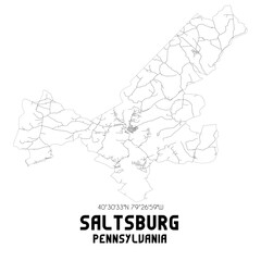 Saltsburg Pennsylvania. US street map with black and white lines.