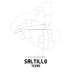 Saltillo Texas. US street map with black and white lines.