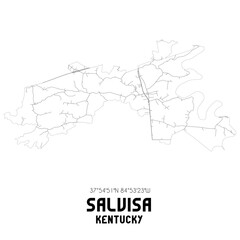 Salvisa Kentucky. US street map with black and white lines.