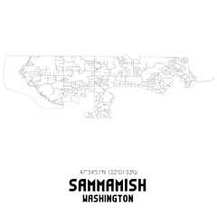 Sammamish Washington. US street map with black and white lines.