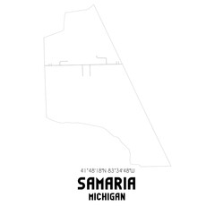 Samaria Michigan. US street map with black and white lines.