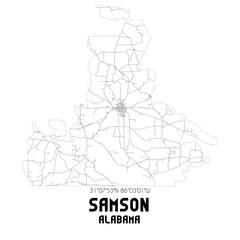 Samson Alabama. US street map with black and white lines.