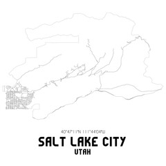 Salt Lake City Utah. US street map with black and white lines.