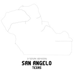 San Angelo Texas. US street map with black and white lines.