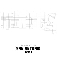 San Antonio Texas. US street map with black and white lines.