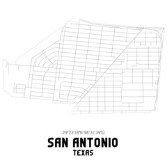 San Antonio Texas. US street map with black and white lines.