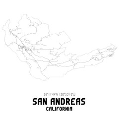San Andreas California. US street map with black and white lines.