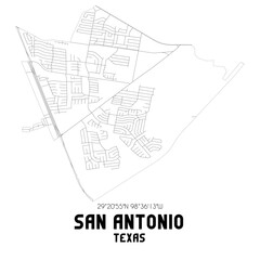 San Antonio Texas. US street map with black and white lines.