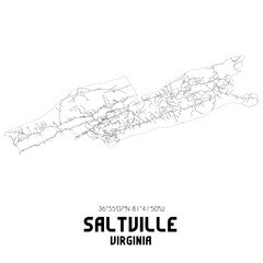 Saltville Virginia. US street map with black and white lines.