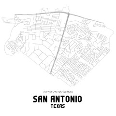San Antonio Texas. US street map with black and white lines.