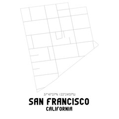 San Francisco California. US street map with black and white lines.