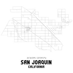 San Joaquin California. US street map with black and white lines.