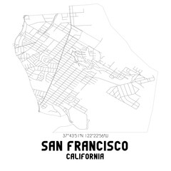 Fototapeta na wymiar San Francisco California. US street map with black and white lines.