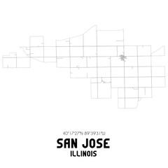 San Jose Illinois. US street map with black and white lines.