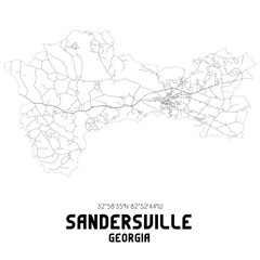 Fototapeta na wymiar Sandersville Georgia. US street map with black and white lines.