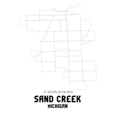 Sand Creek Michigan. US street map with black and white lines.