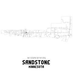 Sandstone Minnesota. US street map with black and white lines.