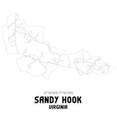 Sandy Hook Virginia. US street map with black and white lines.