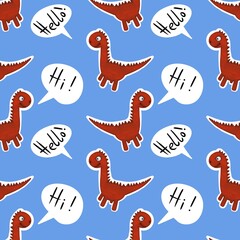 Dinosaur animals seamless cartoon doodle monsters pattern for wrapping paper and kids clothes print and fabrics