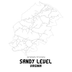 Sandy Level Virginia. US street map with black and white lines.
