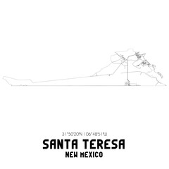 Santa Teresa New Mexico. US street map with black and white lines.