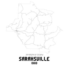 Sarahsville Ohio. US street map with black and white lines.