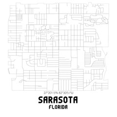 Obraz premium Sarasota Florida. US street map with black and white lines.