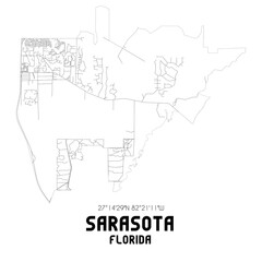 Sarasota Florida. US street map with black and white lines.