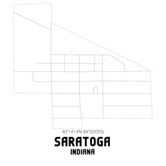 Saratoga Indiana. US street map with black and white lines.