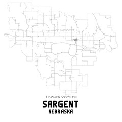 Sargent Nebraska. US street map with black and white lines.