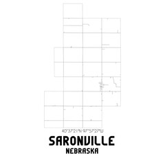 Saronville Nebraska. US street map with black and white lines.