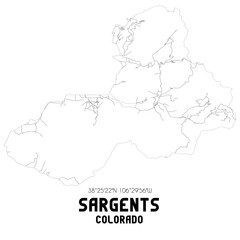 Sargents Colorado. US street map with black and white lines.