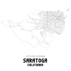 Saratoga California. US street map with black and white lines. - obrazy, fototapety, plakaty