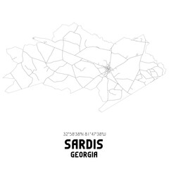 Sardis Georgia. US street map with black and white lines.
